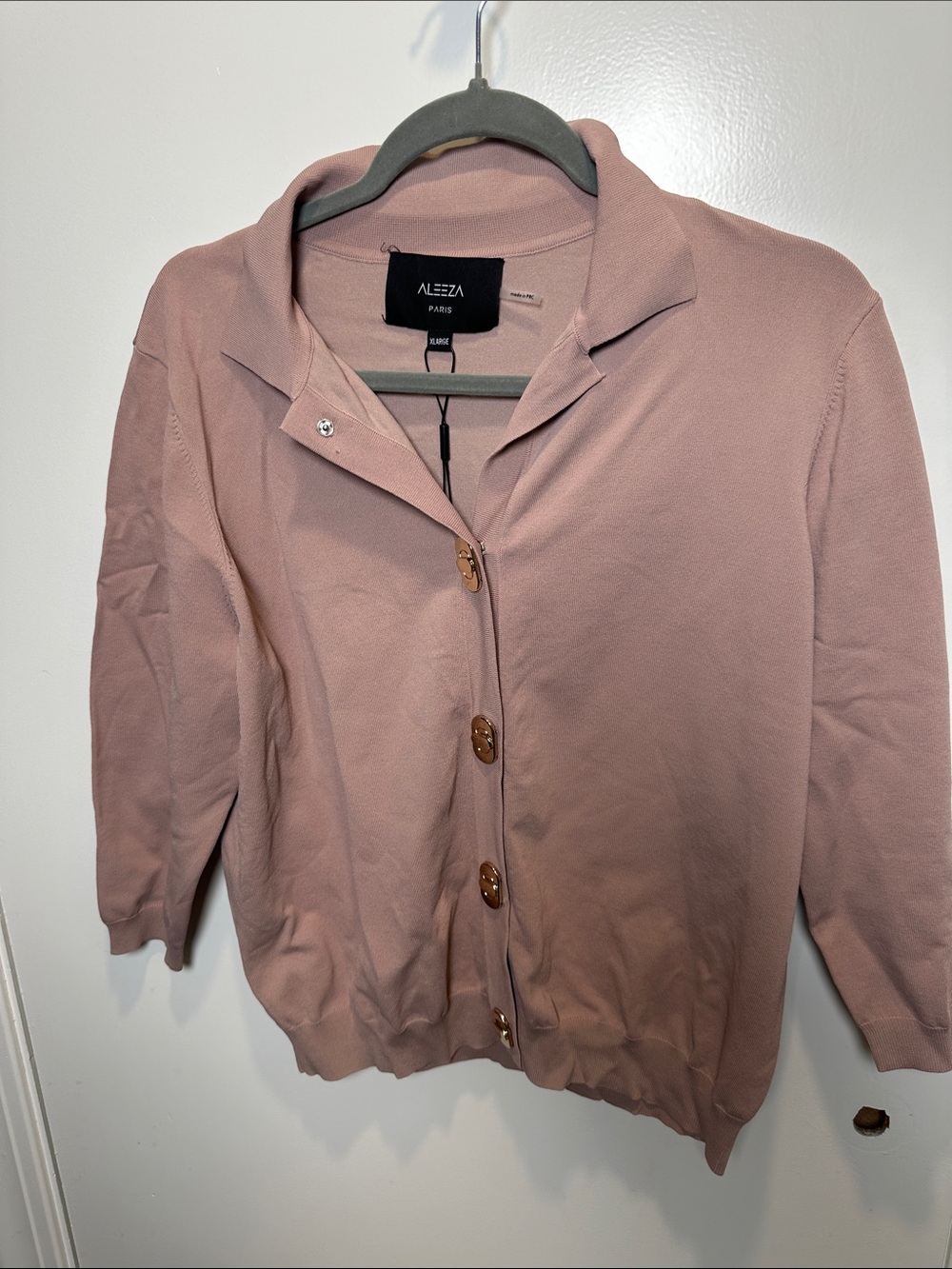 Aleza Paris Dusty Pink Button Cardigan (004)